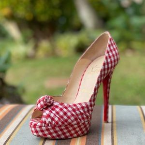 CHRISTIAN LOUBOUTIN fabrics knot platform pumps